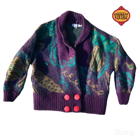 🎉2/$30 Vintage Wool Mohair Oversized Pattern Sweater Unique Design EUC - Picture 9 of 9